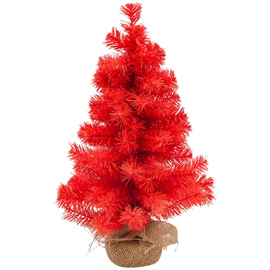 Northlight 18" Artificial Pine Christmas Tree in Natural Jute Base in Scarlet Red | Michaels®